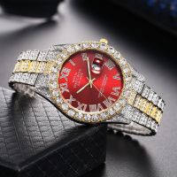 [COD] Internet celebrity full diamond face Roman scale steel belt watch mens calendar quartz starry