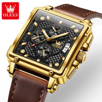 OLEVS 9925 Genuine Leather Band Watches For Men Waterproof Sport Quartz Men Wristwatches Luminous Chronograph Calendar Small Second hand