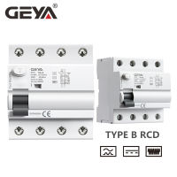 คุณภาพดี Gratis Ongkir GEYA Din Rail B ประเภทแผ่นดินเบรกเกอร์กระแสไฟฟ้ารั่ว DC RCCB RCD 4P 63A 40A 30mA 300mA ประเภท B 6KA