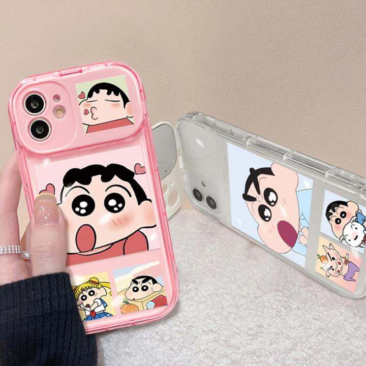 สำหรับ-iphone-เคสซิลิโคนลายการ์ตูนชินจัง-เคสโทรศัพท์กระจกแต่งหน้า-for-iphone-14-13-12-pro-max-7-8-plus-tpu-ป้องกันรอยขีดข่วน