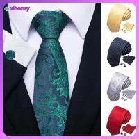 XIHONEY คลาสสิกแบบคลาสสิก Cravat ธุรกิจสำหรับธุรกิจ ผ้าไหมโพลีเอสเตอร์ กระเป๋าสี่เหลี่ยม อุปกรณ์เสริมเสื้อ การออกแบบใหม่ล่าสุด เน็กไท สำหรับผู้ชาย