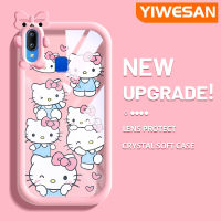 YIWESAN เคสสำหรับ VIVO Y91เคส Y95 Y91i ลายการ์ตูนน่ารัก Hello Kitty ใหม่เคสซิลิโคนเคสโทรศัพท์โปร่งใสสีสันสดใสเคสนิ่มเคสป้องกันเลนส์กล้องถ่ายรูปลายสัตว์ประหลาดน้อยน่ารัก