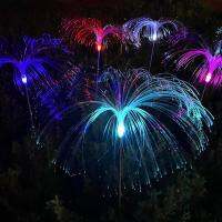 Solar LED fiber optic jellyfish lamp outdoor ground plug induction lawn lamp garden landscape lighting garden lamp