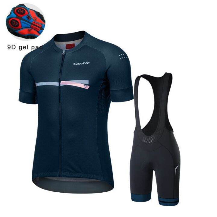 Santic Cycling Bike Jersey Men Short Sleeve + Bib Shorts Men Shorts