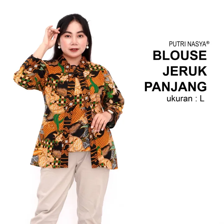 Atasan Batik Blouse Big Size Wanita Lengkap L Xl 2l 3l 4l 5l 6l 7l