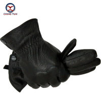 Winter man deer skin leather gloves male warm soft mens Arm sleeve black men mittens imitate rabbit fur 70 wool lining-03