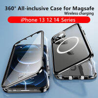 Magsafe แม่เหล็กโลหะสำหรับ iPhone 13 12 11 14 Pro Max เคสอลูมิเนียมอัลลอยด์ HD กระจก360 ° เต็มหน้าจอปิดฝาครอบป้องกัน