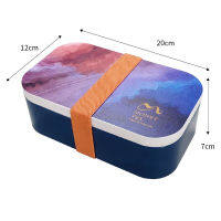 Nordic Decor Oil Painting Lunch Box For Elegant Women Protable Leakproof Plastic Bento Box With Soup Cup Fruit Salad Tableware