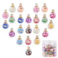 66 pcs 11 Colors 16 mm Colorful Glass Ball Charms Crystal Glass Ball Pendants with Resin Rhinestone Conch Shell for Earrings Bracelet Necklace Jewelry DIY Craft Making