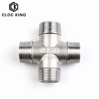 ☏☋ 1/4 3/8 1/2 3/4 1 male BSPT Thread Pipe Fitting 4 Way Stainless Steel SS304 Cross Type Coupling Pipe Connector DN8-DN25