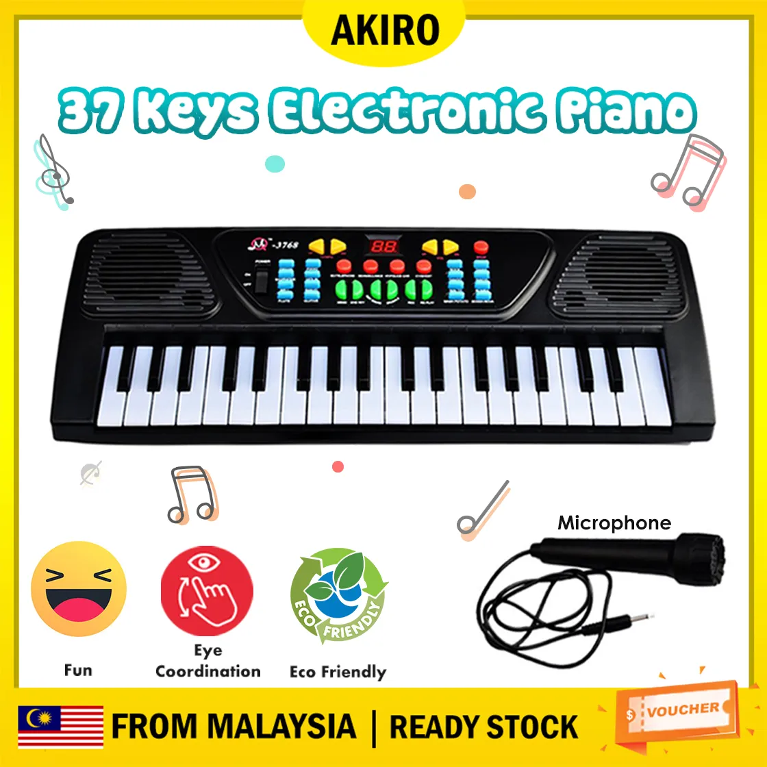 Akiro Malaysia Multi-Function 37 Keys Electronic Organ Piano Musical Kids  Learning Keyboard Toy Toy-Piano-3768 | Lazada