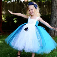 Alice In Wonderland Costume Girls Ceremonial Dress Ace Role Play Alice Ball Gown Children Fluffy Birthday Party Outfit Clothes