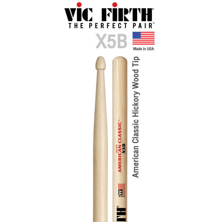 Vic Firth® X5B ไม้กลอง American Classic Extreme 5B Hickory หัวไม้