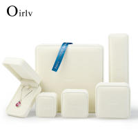 Oirlv กล่องของขวัญเครื่องประดับครีม - ขาวกำมะหยี่แหวนสร้อยคอต่างหูสร้อยข้อมือกล่องบรรจุภัณฑ์เครื่องประดับจัดแสดงตู้โชว์ H045