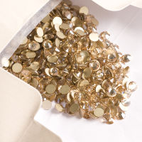 YANRUO Crystal Golden Shadow Non Hotfix Flat Backs คริสตัล Rhinestones ทุกขนาด Gold Stones ลูกปัดเล็บ Art Craft