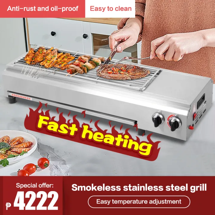 Gas Griller Stainless Steel Commercial BBQ butane gas stove Grill Large Portable Windproof