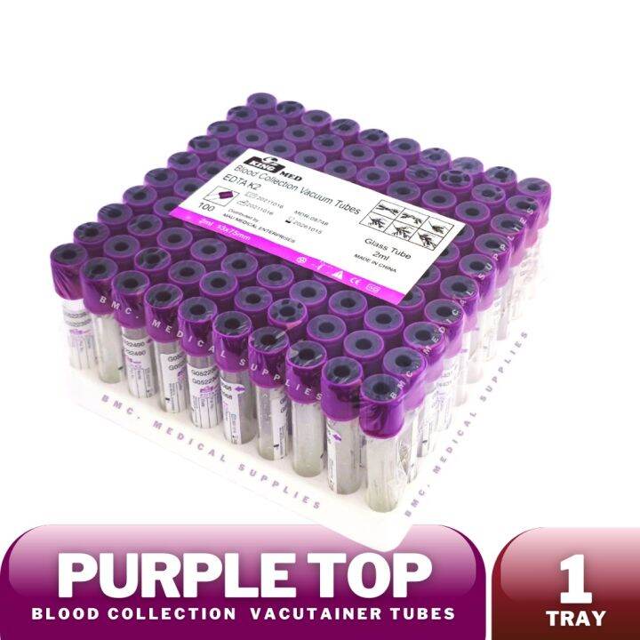 EDTA (2ml) Purple Top Tubes (Blood Collection Vacuum Tubes) ANY BRAND