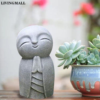 Livingmall พระพุทธรูปรูปปั้นน่ารัก Jizo พระพุทธรูปประติมากรรม Figurines สวนเครื่องประดับ Jizo ตุ๊กตามีพระพุทธรูปญี่ปุ่นมินิรูปปั้นพระพุทธรูป