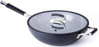 Ceramic 13" Wok with Natural Nonstick Coating, Lid Included - By DaTerra Cucina