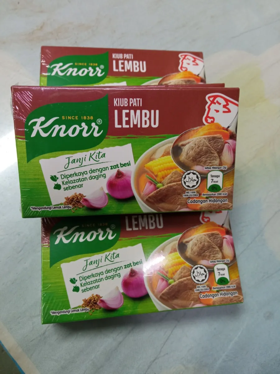 ซุปก้อนคนอร์ รสเนื้อ ขนาด6ก้อน Knorr Beef Stock 6 Cube (Kiub Pati Lembu 6  Kiub) 牛肉精块 (60G) Halal Product Of Malaysia | Lazada.Co.Th