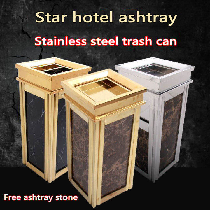 Cigarette Trash Can Hotel Lobby Stainless Steel Big Trash Bin Aesthetic