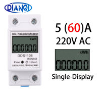 จอแอลซีดีจอแสดงผลดิจิตอลเฟสสองสาย Wattmeter การใช้พลังงานพลังงานไฟฟ้าเมตร KWh 220โวลต์ไฟฟ้าราง Din 10(80)A