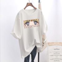 S-5XL【hot sale】Kawaii Sailor Moon Anime Graphic Cartoon T Shirts Summer Black White Oversized Fashion Girls Tee Loose Aesthet