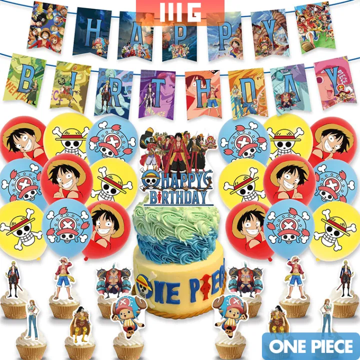 One Piece Theme Birthday Party Decoration Set Cake Topper Balloons Banner Set Children S Birthday Decoration Lazada Ph