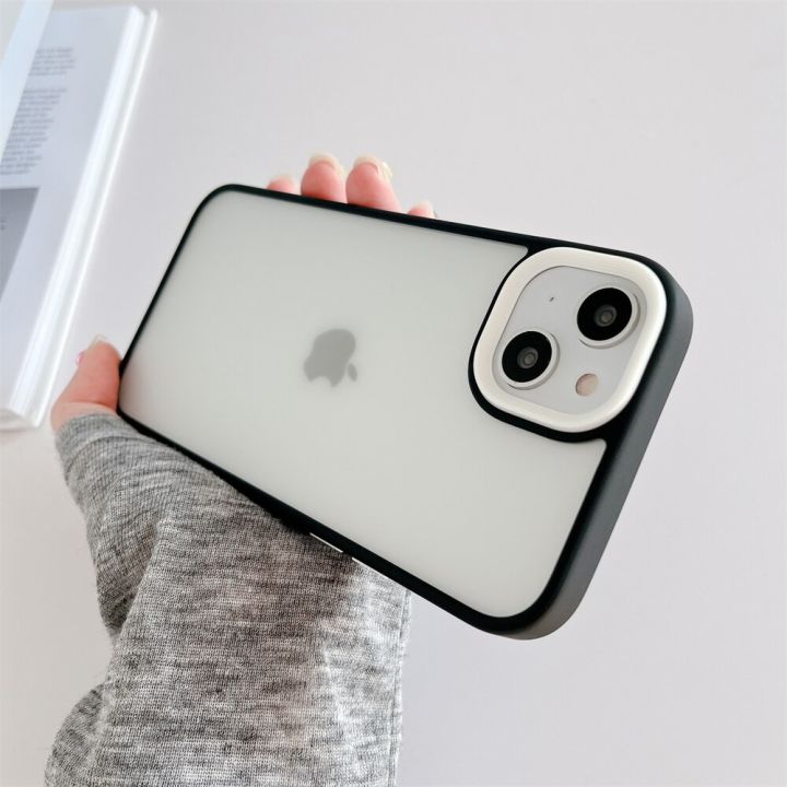 colorful-transparent-case-for-iphone-14-13-12-mini-11-pro-max-x-xr-xs-max-7-8-plus-shockproof-contrast-color-matte-acrylic-cover-phone-cases