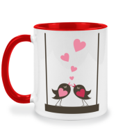 แก้วน้ำ Enamoured birds love หลง ติดใจ รัก นก love ความรัก แก้วสกรีนชื่อ แก้วมัค twotone coffee mug แก้วสองสี แก้วสกรีน แก้วกาแฟ เหมาะเป็น ของขวัญ ของที่ระลึก ของขวัญวันเกิด