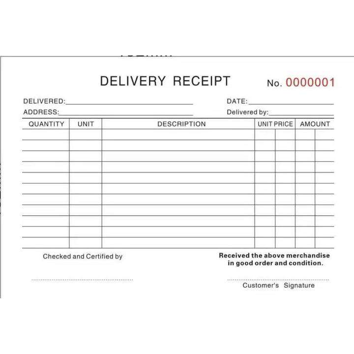 DELIVERY RECEIPT 132mm x192mm Horizontal (10 booklet per order) Lazada PH