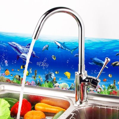 Creative Dolphin Fish 25*70cm Waterproof Wall Stickers Adhesive Home Decor Wall Decals Diy Bathroom Kitchen Decorations