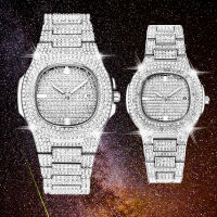 Dropshipping Iced Out Watch Men Bling Diamond Waterproof Womens Watches Ladies Luxury Quartz Clock Man Stainless Steel Relogio