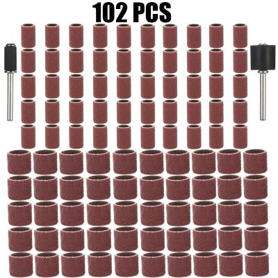 10-100pcs Sanding Drums Kit Sanding Band 1/2 1/4 Inch Sand Mandrels Fit for Dremel Nail Drill Rotary Abrasive Tools Accessories Cleaning Tools