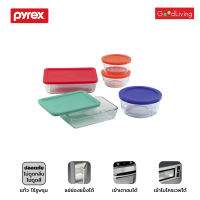 Pyrex ชุดชามแก้วถนอมอาหารพร้อมฝา 10 ชิ้น รุ่น P-00-1091198 - สีเขียว/ส้ม/น้ำเงิน/แดง