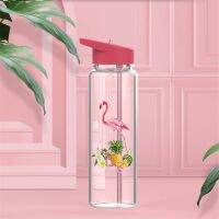 [A SELL Hot Sale] Bpa-Free 750Ml 100 TritanOutdoor ฟางขวดน้ำที่มี Flamingos แอมป์; กวางพิมพ์เครื่องดื่มของฉันน้ำผลไม้จับ TheKettle