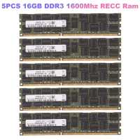 5pcs DDR3 16GB 1600MHz RECC RAM PC3-12800หน่วยความจำ240Pin 2RX4 1.35V REG ECC RAM หน่วยความจำสำหรับ X79 motherboy