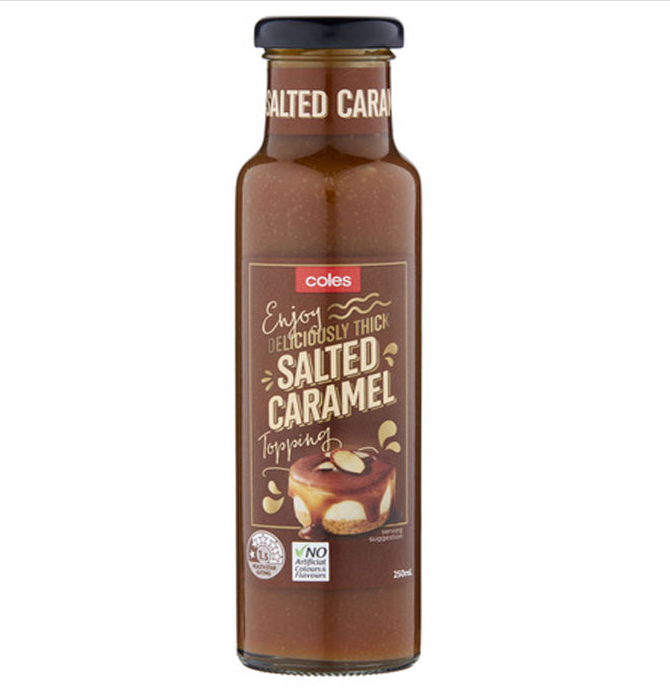 Coles Deliciously Thick Salted Caramel Topping 250ml Made in