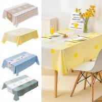 【cw】 Summer Sunflowers Lemon Printed Tablecloth Plastic Floral Watercolor Table Cover Dining Kitchen Room Picnic Camping Party Decors