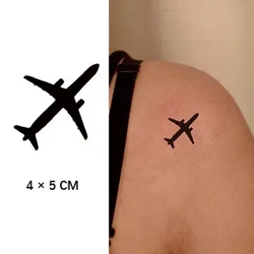 Waterproof Temporary Tattoo Plane | Temporary Tattoo Aircraft Women - Black  - Aliexpress