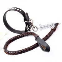 Leather Dog Leash ided Dog Walking Training Leash Collar Set Comfortable Durable Outdoor Leashes for Medium Large Dogs