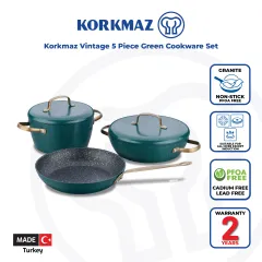 Korkmaz A1272 PCS Creamy Granit Non Stick Stylish 12 PCS Turkish Cookware  set