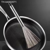 ♣ 304 Stainless Steel Kitchen Pot Brush New Cleaning Brush Utensil Scrubber Scouring Pads Ball for Brush Sponge Dishwashing Brushs