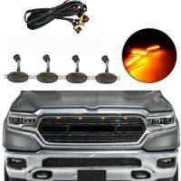 4pcs 12 LED Smoke Front Grille LED Amber Light Raptor Style Cover For Ram 1500 Car DIY Decorate Light Accessories Bulbs  LEDs HIDs