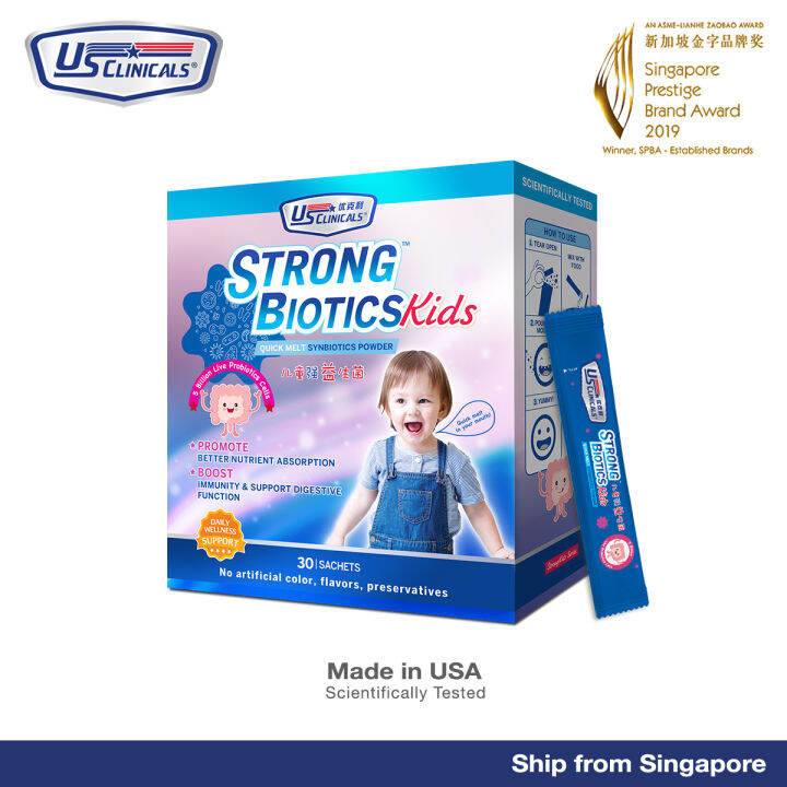 1 box US Clinicals StrongBiotic Kids 30 sachets 新加坡儿童活性益生菌改善肠胃道强化抵抗力