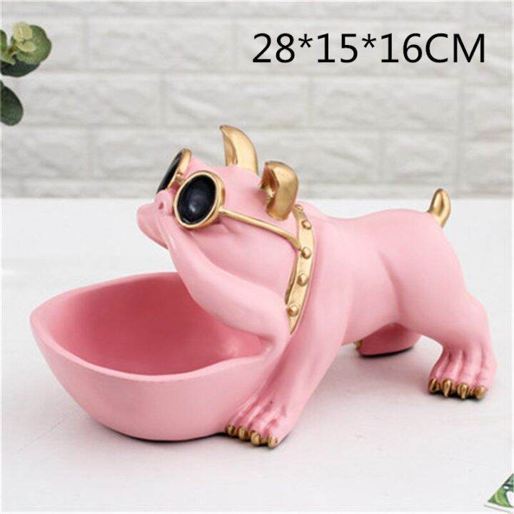 Bulldog Candy Dish Statue Lucky Dog Animal Storage Box Desk Accessories ...