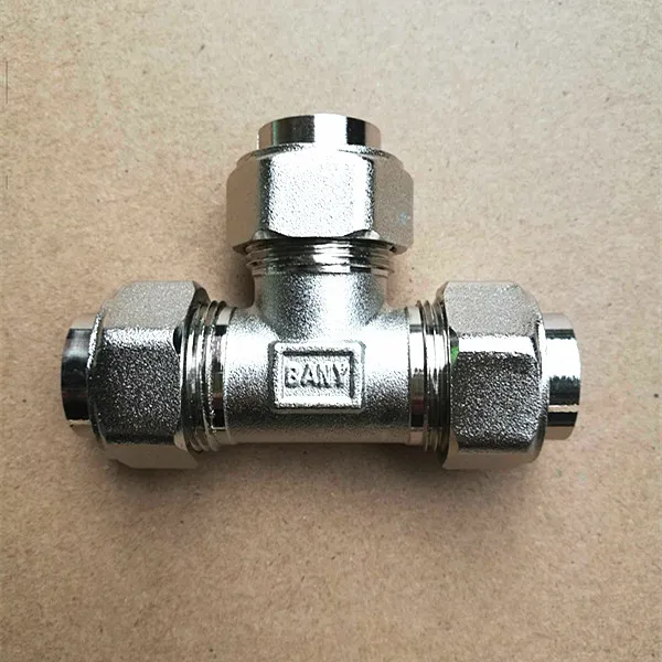 4 brass nickelplated gas transmission pipe, natural gas corrugated pipe tee, inner and outer