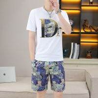 【Hot Sale】 Woodpecker high-end summer new suit mens loose foreign style short-sleeved T-shirt two-piece