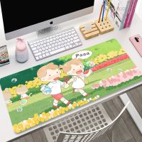 Gamer Mouse Pad Kawaii การ์ตูนสีเขียวเกมคอมพิวเตอร์อุปกรณ์เสริมแล็ปท็อปอะนิเมะขยายแผ่นตาราง Mause Mouse Pad Keyboard Pad พรม XXL