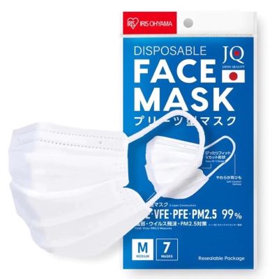 IRIS OHYAMA หน้ากากอนามัย 1ซองบรรจุ 7ชิ้น (IRIS OHYAMA disposable face mask) สีขาว